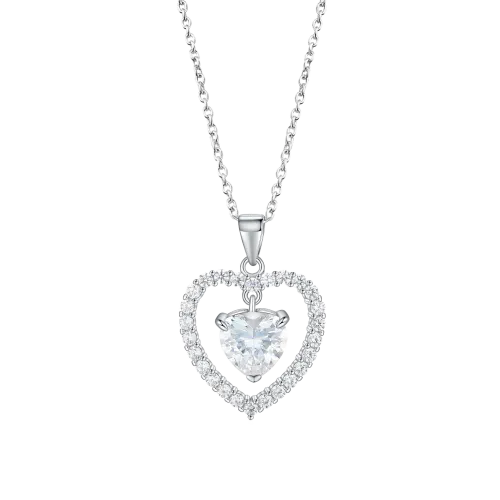 Valoria - Heart-Shaped Moissanite Pendant with Halo Detail