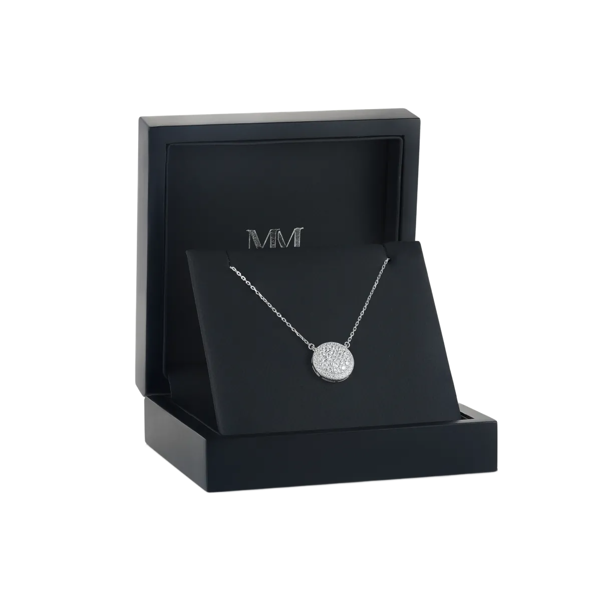 Brillante - Round Moissanite Cluster Pendant with Pavé Halo