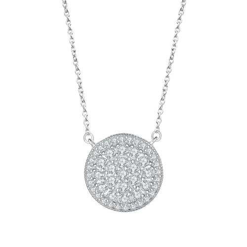 Brillante - Round Moissanite Cluster Pendant with Pavé Halo