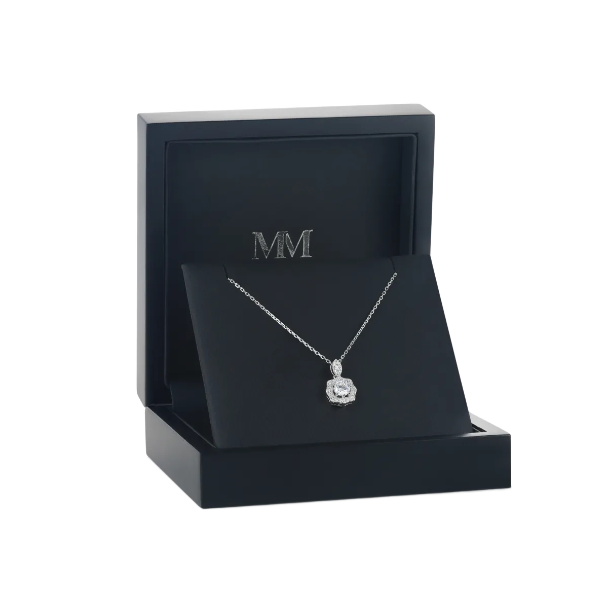 Octavia - Vintage Inspired Moissanite Pendant with Halo Embellishment