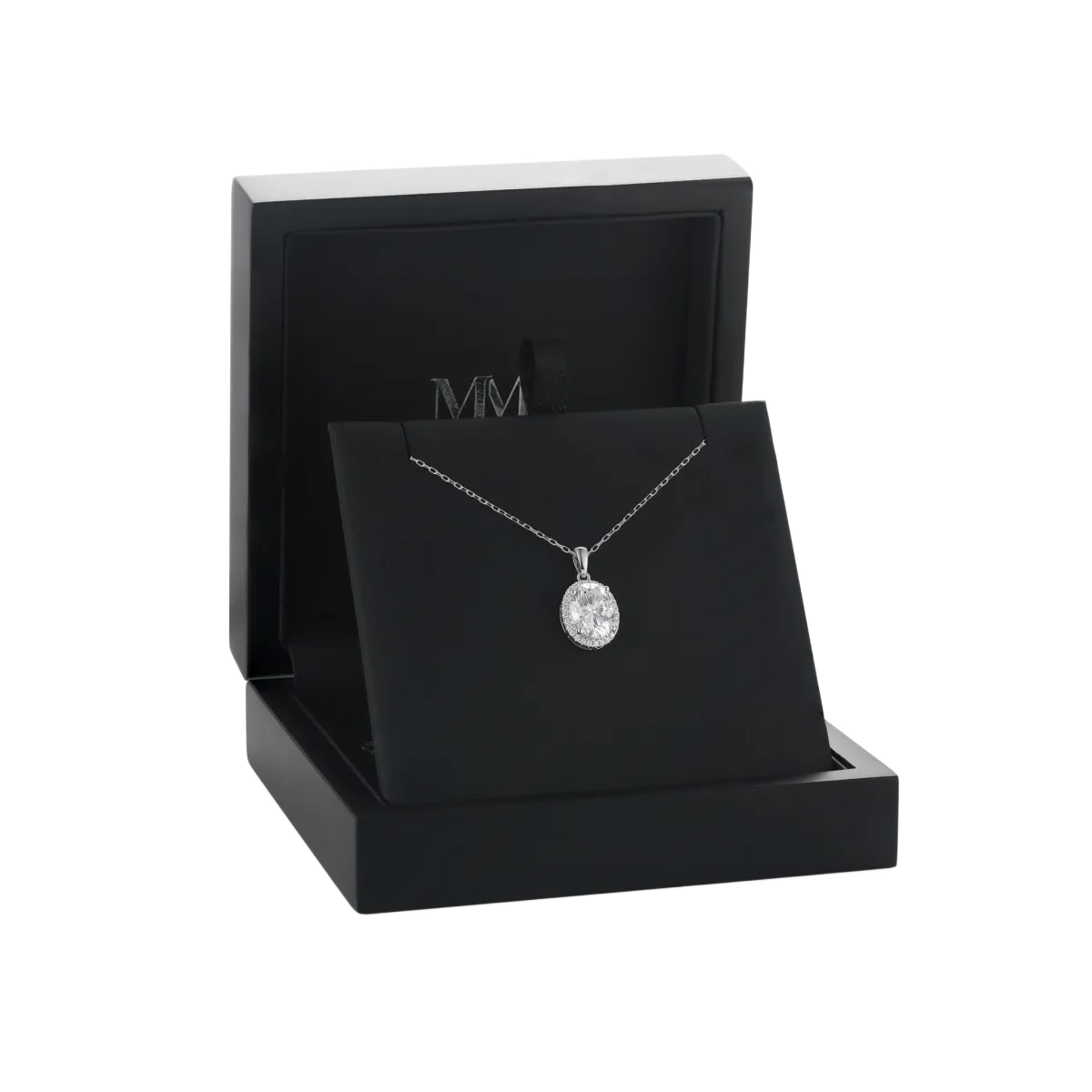 Clarique - Classic Oval-Shaped Moissanite Pendant with Pavé Halo