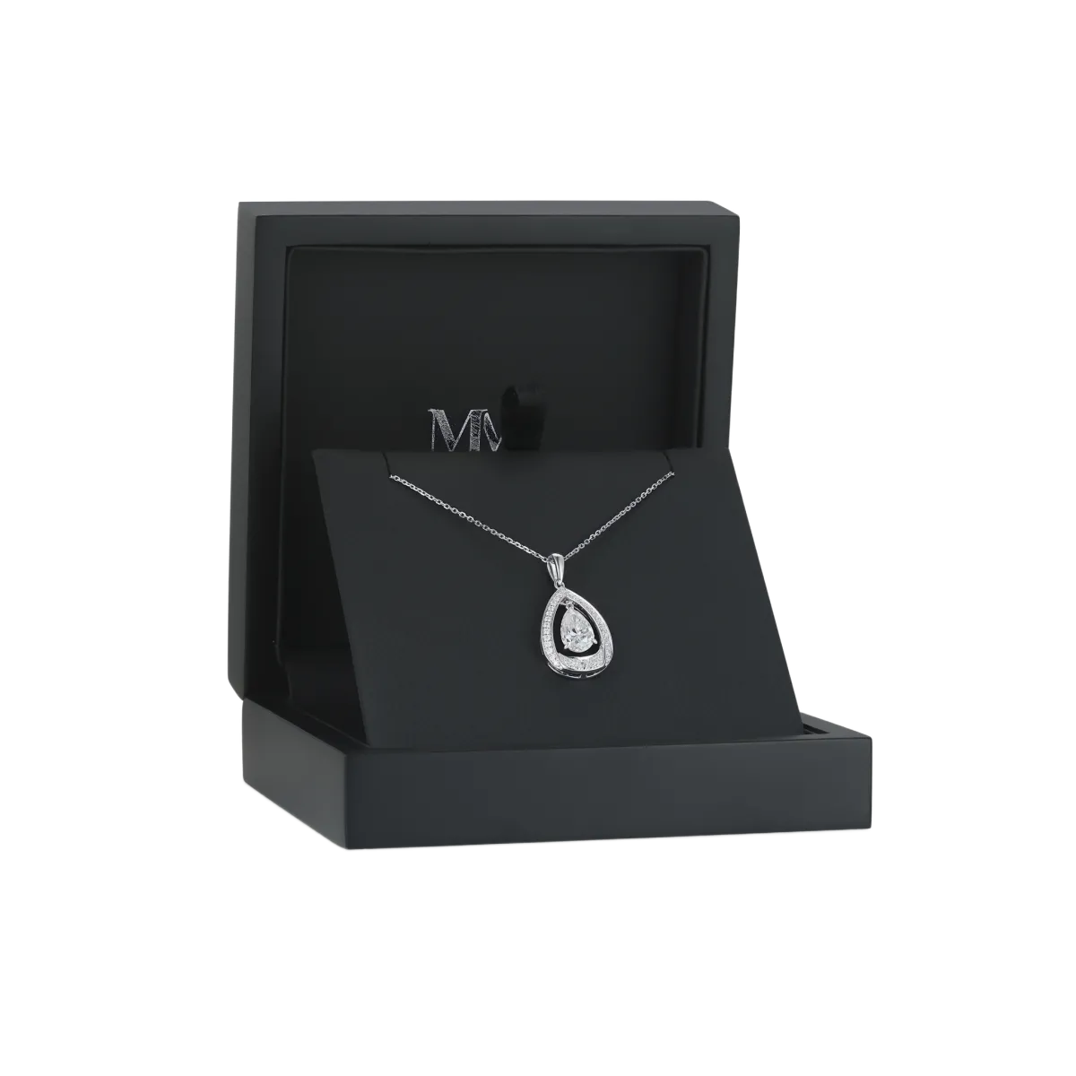 Pendula – Teardrop Moissanite Pendant with Dual Halo Elegance