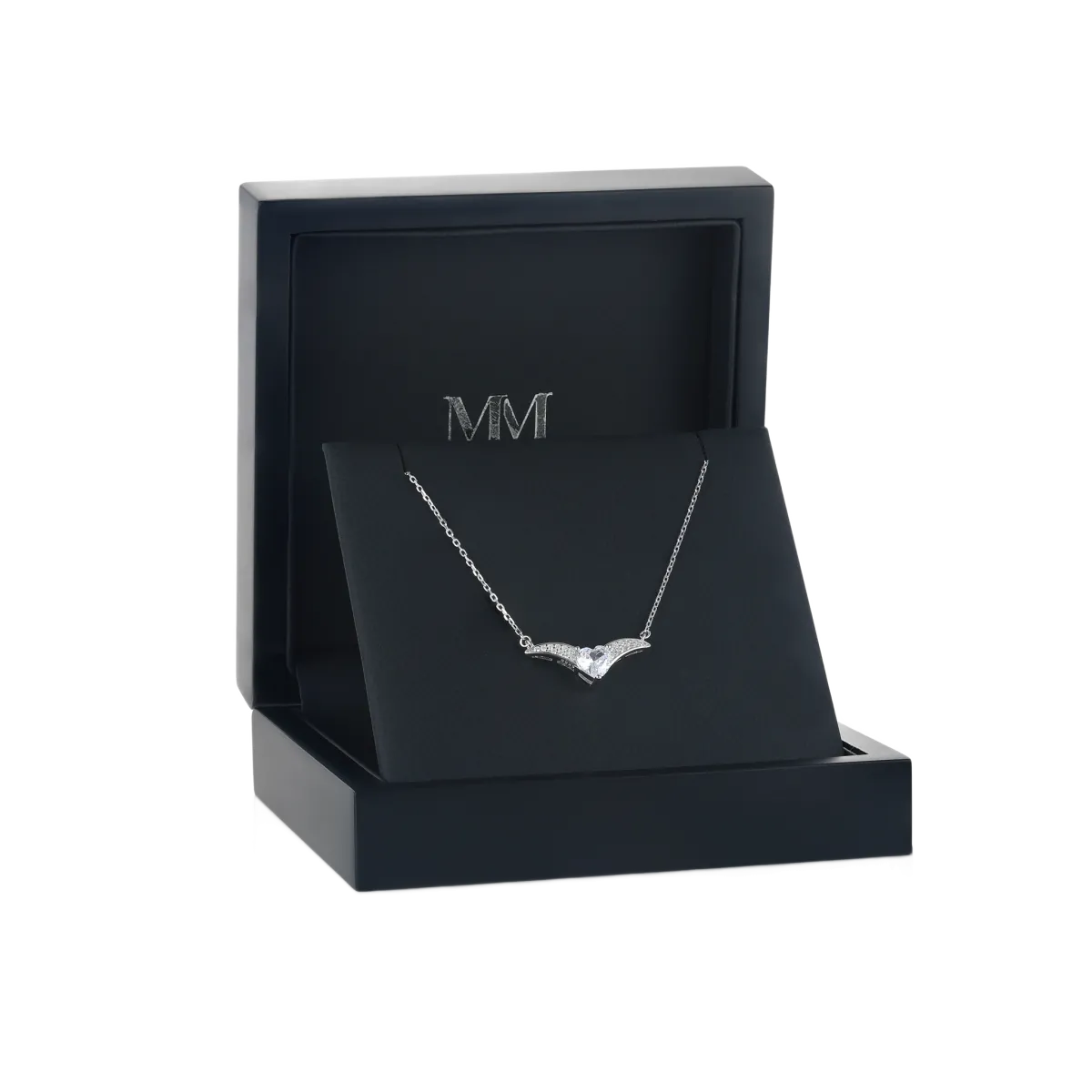 Vaneza - Elegant Moissanite V-shaped Necklace with Pave Accents