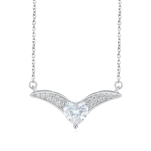 Vaneza - Elegant Moissanite V-shaped Necklace with Pave Accents