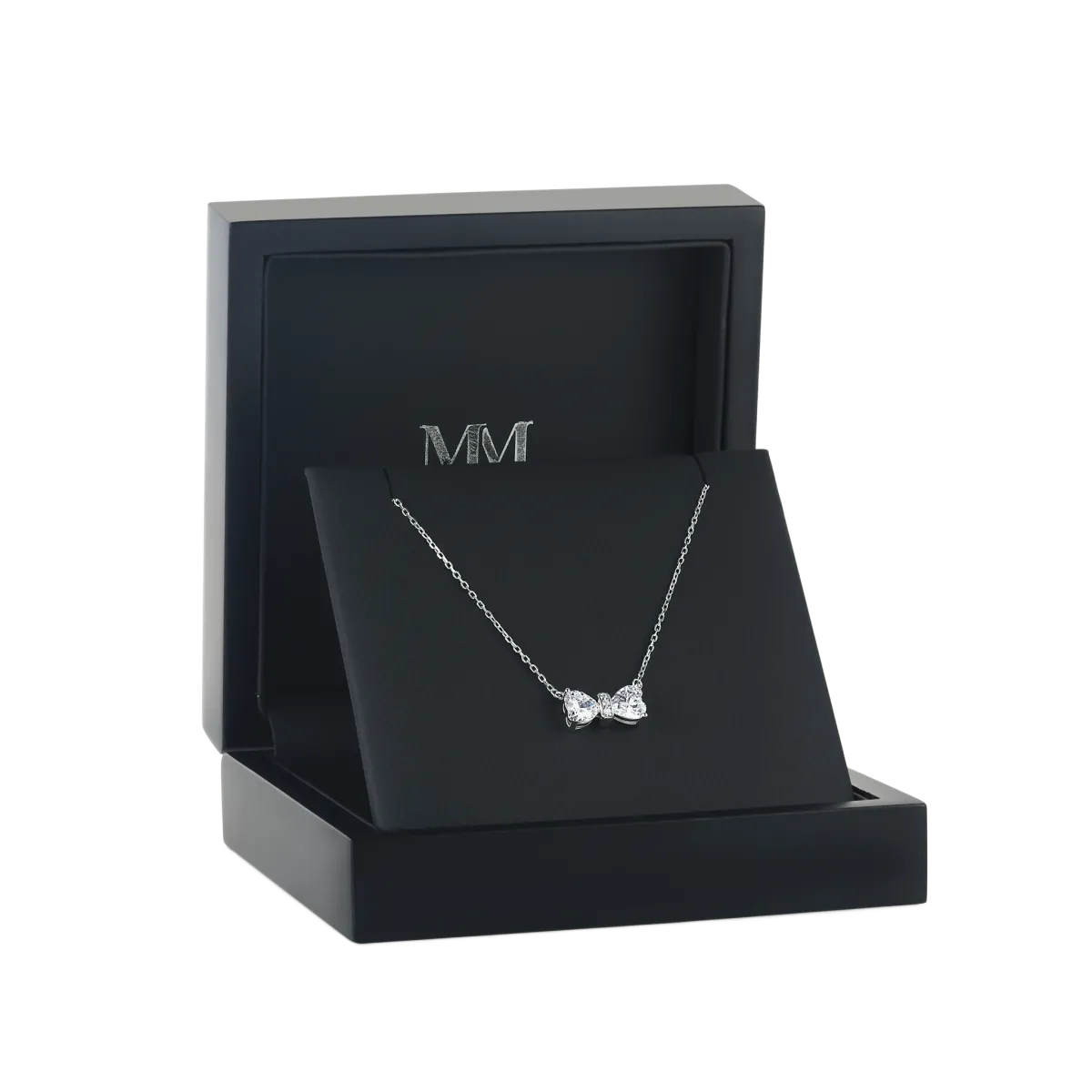 Pairle - Twin Heart Cut Moissanite Necklace with Central Pave Bar