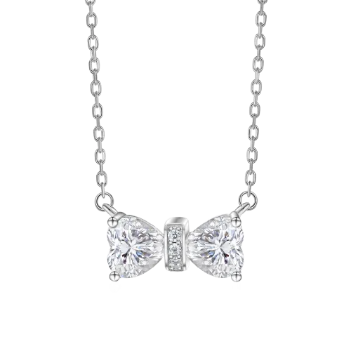 Pairle - Twin Heart Cut Moissanite Necklace with Central Pave Bar