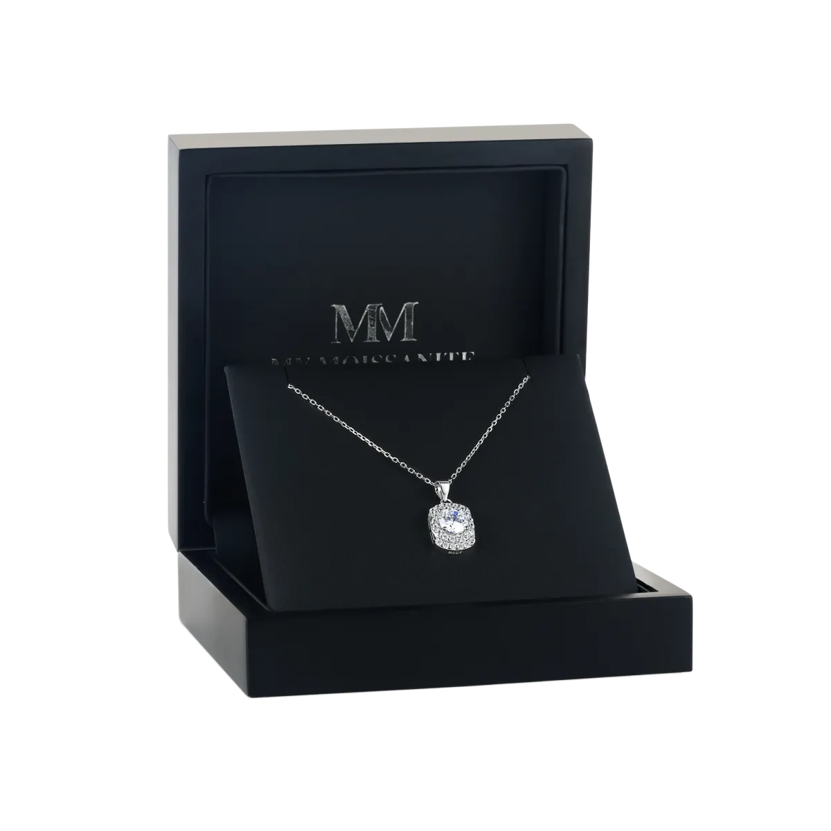 Memento - Brilliant Moissanite Pendant in Pave Halo Design