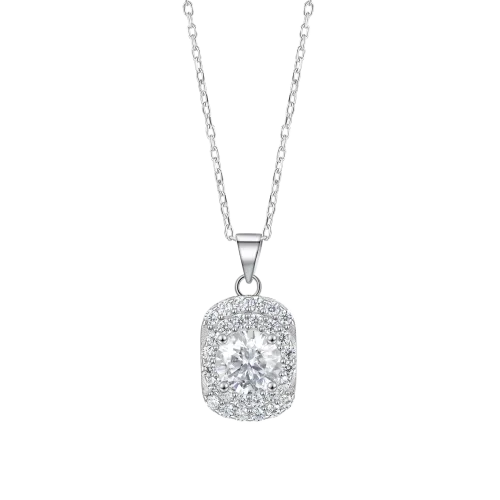 Memento - Brilliant Moissanite Pendant in Pave Halo Design