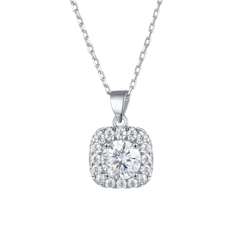 Haloette - Moissanite Pendant with Full Halo Detail