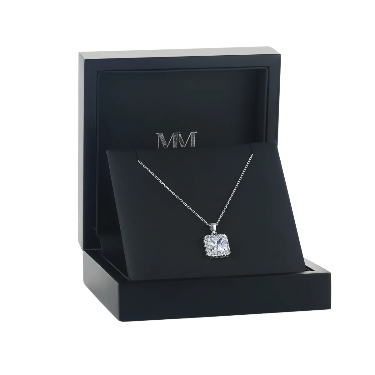 Radiance - Princess Cut Halo Moissanite Pendant
