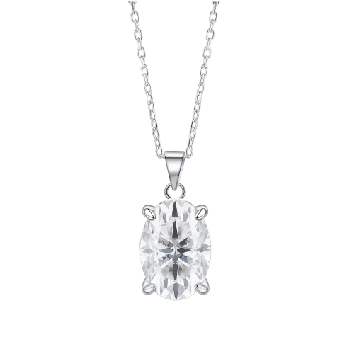 Ovaluxe - Elegancki Wisiorek z Owalnym Moissanitem i Oprawą w Krapach