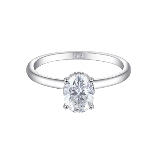 Ovalisse - Pierścionek z Owalnym Moissanitem i Hidden Halo w Kształcie Okręgu