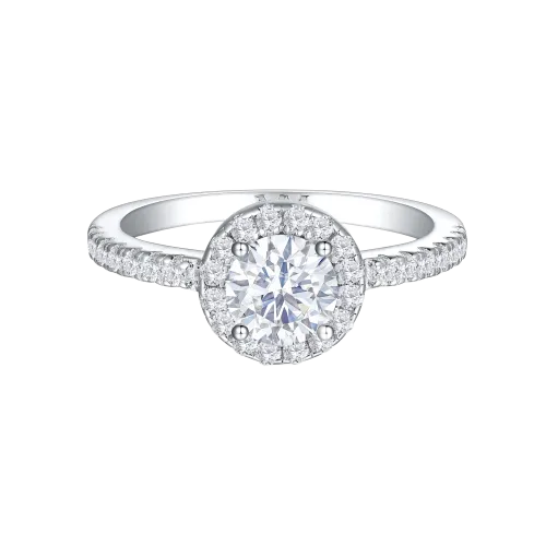 Dynara - Moissanite Engagement Ring with Halo and Pavé Band