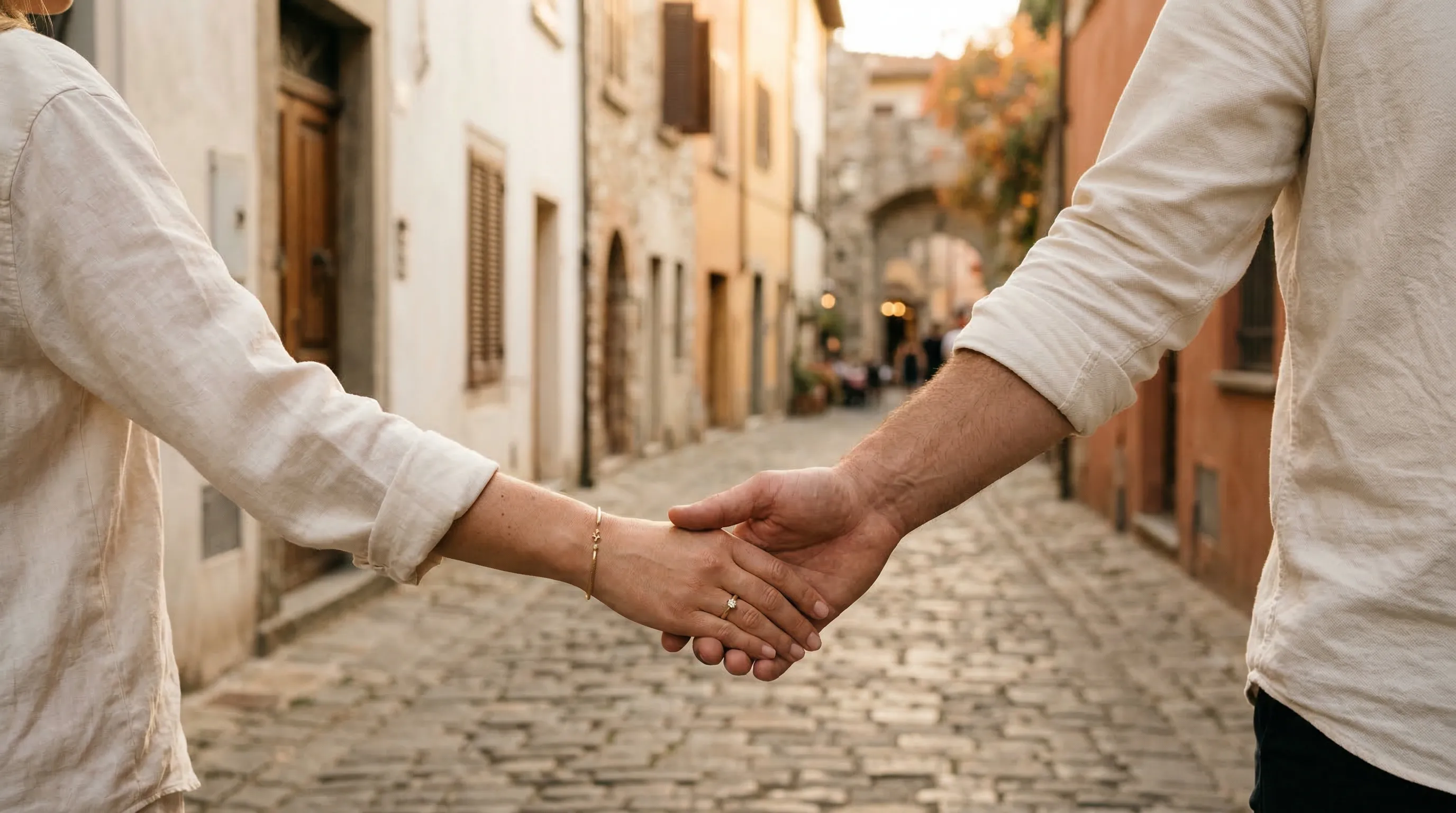 Moissanite ring set in solid gold, worn in a natural lifestyle setting